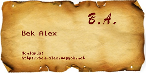 Bek Alex névjegykártya
